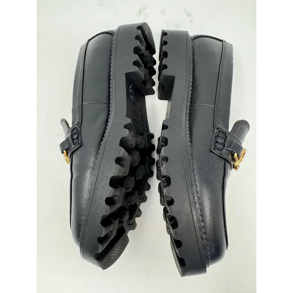 Circus NY by Sam Edelman Deana‎ Black Lug Sole Horsebit Loafers Platform Size 6M